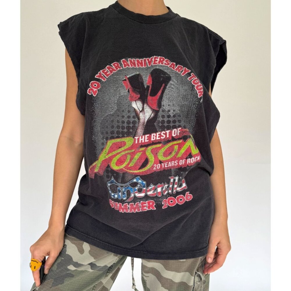 vintage Poison Cinderella 2006 concert tour 20 year anniversary band tee top